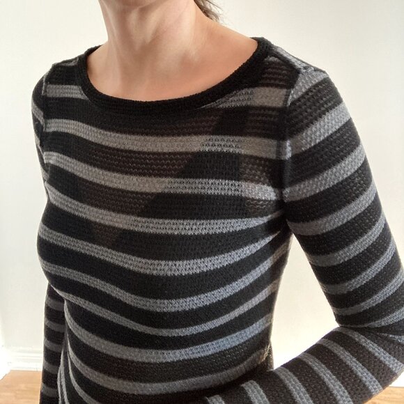 Women's Bodycon Striped Sheer Top - Picture 6 of 6